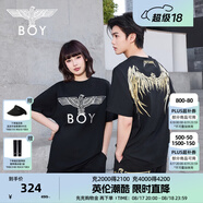 BOY LONDON【金翼鎖鏈】夏季短袖情侶款翅膀燙金潮牌圓領(lǐng)T恤N01918 黑印金N01918 經(jīng)典升級 L