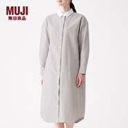 無印良品 MUJI 女式 新疆棉水洗牛津 襯衫連衣裙 BCL11A0S 米色X條紋 XS-S