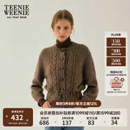 Teenie Weenie小熊春季簡(jiǎn)約時(shí)尚休閑絞花針織系帶開(kāi)衫外套毛衣 棕色 M (165)