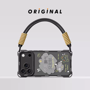 摩恒適用iPhone17手機殼蘋(píng)果17promax新款17pro帶掛繩16斜挎15背帶14掛鏈13小挎包12女11硅膠plus防摔e 黑色四角硅膠殼配雙排扣短掛繩A1 iPhone17