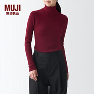 無印良品（MUJI）女式 羅紋可水洗高領(lǐng)毛衣 長袖打底針織衫上衣毛衫 BAG01A1A 紫紅色 XS 150/76A