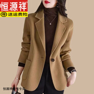 恒源祥氣質(zhì)西裝毛呢外套秋裝女款2025新款名媛感小香風(fēng)呢子大衣 駝色 2XL (125-135斤)