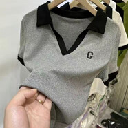 尚濤v領(lǐng)短袖t恤女夏季女裝新款韓版寬松休閑體恤女短款上衣打底衫 (顏色圖案隨機發(fā)） XL建議110-120斤