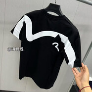 福神福F神潮牌字母寬松男女半袖圓領(lǐng)休閑夏季百搭短袖ins 黑色【頂配-真口袋】 L