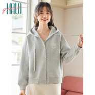 Halo Queen休閑外套女抽繩連帽休閑短外套時(shí)尚百搭紐扣上衣新品H143U2006
