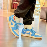 耐克（NIKE）【潮】Air Jordan aj1板鞋男女情侶新款低幫休閑運(yùn)動(dòng)籃球鞋休閑鞋 DC0774-104 藍(lán)白色 37.5