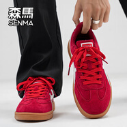 森馬（senma）男鞋秋季透氣防臭舒適百搭情侶同款小白潮鞋厚底增高網(wǎng)紅超火板鞋 紅色 42
