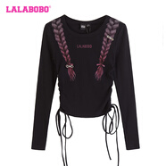 拉拉波波（LALABOBO）LALABOBO T恤女 上衣 黑色 L