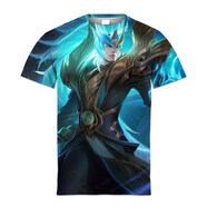 王者榮耀衣服短袖T恤青龍朱雀玄武白虎瑞麟志馬神威衣服男體恤 青色 青龍志 S