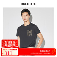 巴魯特（Brloote）拼接短袖T恤男時尚百搭純棉透氣體恤夏裝 深灰 165/88A