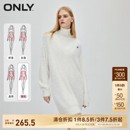 ONLY春季時尚寬松高領馬海毛短裙針織連衣裙女|123446003 A06 積雪白色SNOW WHITE XS 155/76A