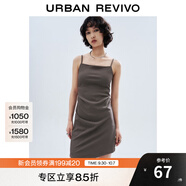 UR【HOT】2025秋季新款女裝不對稱(chēng)褶皺吊帶連衣裙UYY750098 中灰 XS