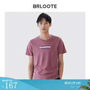 Brloote/巴魯特短袖T恤男棉時(shí)尚休閑上衣夏季圓領(lǐng)印花體恤衫 灰紅 165/88A