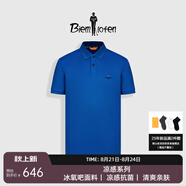 比音勒芬（Biemlfdlkk）【冰氧吧】2025春夏新款男休閑上衣多色抗菌涼感舒彈短袖POLO衫T 05藍色 S （95）