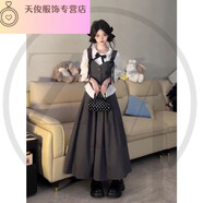 樊浩miu系小香風(fēng)春日三件套女款半身裙套裝馬甲襯衫長(cháng)裙洋氣穿搭 三件套裝 S