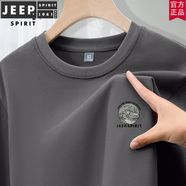 JEEP SPIRIT長(zhǎng)袖t恤男裝純棉爸爸裝上衣2025新款圓領(lǐng)男士體恤 【純棉】深灰 JP大自然黑_K 2XL 【推薦體重140-170斤】
