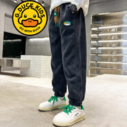 G.DUCKKIDS品牌童裝男童加絨加厚褲子秋冬季兒童燈芯絨褲帥氣男孩休閑長褲潮 深灰單褲 140