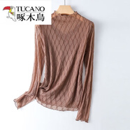啄木鳥(niǎo)（TUCANO）蕾絲打底衫女春秋2025新款時(shí)尚洋氣外穿百搭長(zhǎng)袖內(nèi)搭網(wǎng)衫T恤上衣 奶咖色 L
