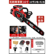 OUOETY漢斯鋰電電鋸家用鋸樹(shù)手持伐木鋸小型電動(dòng)大功率電鏈鋸充電鏈條鋸 無(wú)刷尊享款16寸【10節2電】+禮包