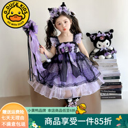 G.DUCKKIDS庫洛米衣服女童兒童連衣裙夏季洛麗塔公主裙生日裙子春秋圣誕服裝 紫色裙子飛飛袖款 夏季 130 建議身高120-130cm7-8歲