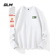 GLM白色長袖t恤男春秋季重磅男裝打底衫純棉吸汗寬松大碼男士衣服