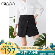 G2000商場(chǎng)同款女裝半身裙 新款時(shí)尚不規則拼接豎條紋短裙93264301 黑色/99 S /34