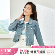 梵希蔓高腰茄克復(fù)古牛仔夾克外套女2025春秋新款寬松百搭開衫上衣 70672 淺牛仔藍(lán)色 M