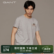 GANT【100%棉】甘特男女情侶款休閑學(xué)院純色圓領(lǐng)寬松重磅短袖T恤 93煙灰色 S