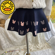 G.DUCKKIDS女童半身裙小中大童秋冬百搭裙子寶寶短裙純棉針織打底高腰蓬蓬裙 藍粉米奇 110 cm適合100-110cm年齡4-5歲