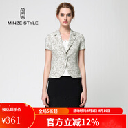 名師路西裝外套女夏裝通勤修身顯瘦西裝領(lǐng)短袖一?？塾』ㄎ鞣掏馓?TS59504灰色83 XL