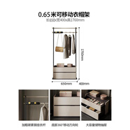 木馬人（MUMAREN）衣帽架落地可移動臥室家用床頭掛衣架2025新款置物架 煙熏木紋+香檳色0.6米衣帽架-無