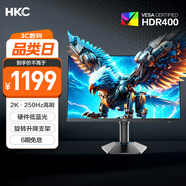 HKC 24.5英寸2K 250Hz顯示屏FastIPS硬件低藍(lán)光HDR400旋轉(zhuǎn)升降1Ms游戲電競電腦顯示器 獵鷹二代G25H4