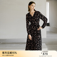 顏域長(zhǎng)袖V領(lǐng)茶歇連衣裙女春裝2024新款輕熟收腰顯瘦氣質(zhì)碎花長(zhǎng)裙 粉花（加厚） M/38