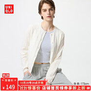 優(yōu)衣庫【加購】女裝紐花圓領針織開衫/毛衣外套空調衫通勤481477 01 乳白色 M
