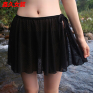 美安嘉ins風(fēng)新款超仙女性感顯瘦網(wǎng)紗比基尼外搭半身裙舞蹈沙灘系帶紗裙 黑色點(diǎn)中/款35cm