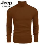 JEEP SPIRIT2025高端男裝針織衫高領(lǐng)毛衣秋冬歐美長(cháng)袖套頭毛線(xiàn)衫 棕褐色 M 版型偏小，建議拍大一碼