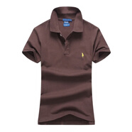 POLO SPORT保羅POLO衫女士翻領(lǐng)短袖商務(wù)T恤女有領(lǐng)純棉休閑Polo領(lǐng)修身半袖衣 咖啡色 S 男偏大版(90-120斤)