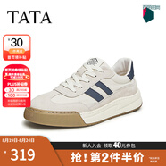 他她（TATA）男士阿甘男鞋復古德訓鞋男運動(dòng)休閑鞋厚底板鞋小白鞋PCB01AM5 QDR01AM4米/灰/藍 40