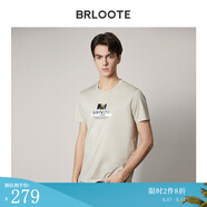Brloote/巴魯特男短袖T恤夏季新疆長(zhǎng)絨棉印花圓領(lǐng)休閑體恤衫 卡其 170/92A