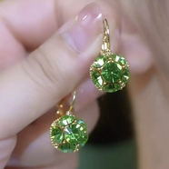 鹿凌青 紫色水晶耳扣耳環(huán)紫氣東來(lái)新款潮氣質(zhì)小巧精致感耳釘時(shí)尚耳飾 果綠色 耳環(huán)