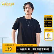 卡賓（CABBEEN）【涼感】冰絲短袖T恤男2024夏季新款索羅那純黑上衣簡約百搭 煤黑色01 M /170/48