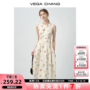 VEGA CHANG無(wú)袖連衣裙女2025年新款夏季田園風(fēng)櫻桃印花收腰顯瘦高級感背心裙 杏仁白 第二批 M