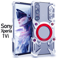 炫浪索尼Xperia 1 VII機械手臂支架手機殼旋轉(zhuǎn)指環(huán)扣xpeira1vi金屬無邊框Mark7代磁吸保護套X1vii透氣 升級版機械旋轉(zhuǎn)支架：銀色 索尼Xperia1 VII