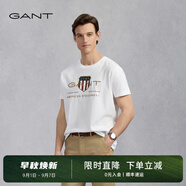 GANT/甘特【100%棉】男女情侶款學(xué)院風(fēng)美式休閑圓領(lǐng)短袖重磅T恤 110白色 L