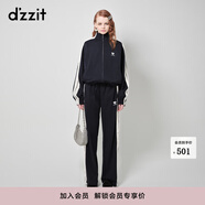 DZZIT明星同款地素加絨運動外套秋冬復(fù)古運動女 深藍色 S