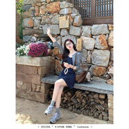 木清清大碼2025春新款休閑針織開(kāi)衫+短款碎花連衣裙套裝胖mm顯瘦兩件套 超值兩件套 L 建議100-120斤