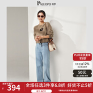 帕羅（PALUOPO）圓領(lǐng)套頭毛衣兔毛羊毛加厚字母提花長(cháng)袖秋冬厚款保暖時(shí)尚針織毛衫 駝色 S 95