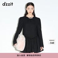 DZZIT地素明星同款春休閑圓領(lǐng)長(zhǎng)袖連衣裙女3E1O6061A 黑色 S