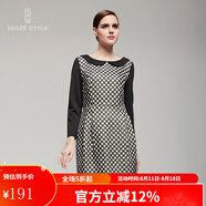 名師路春秋歐美娃娃領(lǐng)長(cháng)袖打底波點(diǎn)提花連衣裙 1N52439 黑色 88 M
