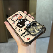 潮芭麗適用iPhone16ProMax四角加厚氣囊蘋果15PLUS透明防摔手機殼iPhone 透黑[四角氣囊加厚]凱蒂貓 iPhone6s